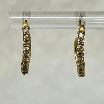 14K Gold and Diamond Semi Hoop Earrings