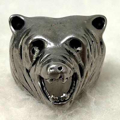 Men’s Stainless Steel Bear Head Ring