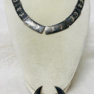 Vintage Hindu Goddess Sterling Silver Jewelry Set