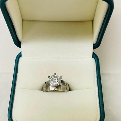 10K White Gold Diamond Solitaire Ring