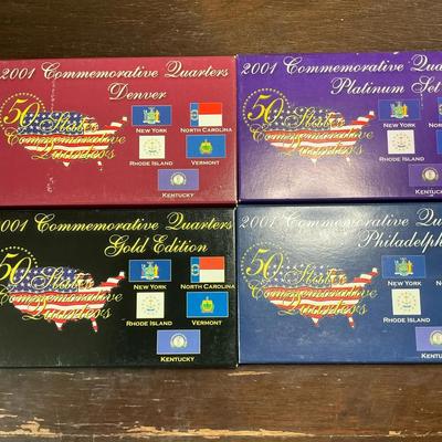 2001 Commemorative Quarters Denver, Philadelphia, Gold And Platinum Edition