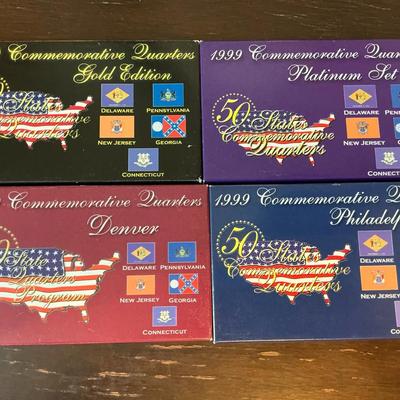 1999 Commemorative Quarters Gold, Platinum, Denver And Philadelphia