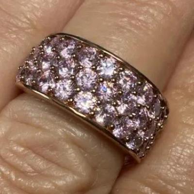 Gems En Vogue 3-Tier Light Pink Sapphire Pave’ Ring 