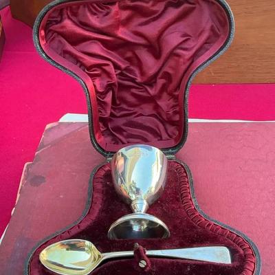 Sterling English Egg Cup And Spoon