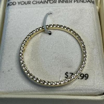 Sterling And White Sapphire Circle Pendant