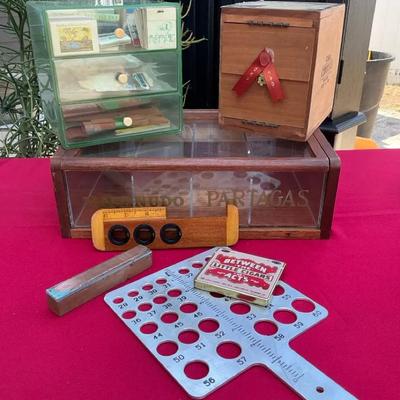 Cigar Case, Box And Cigar Ring Gauge