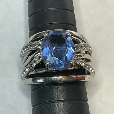 Gems En Vogue Iolite And White Sapphire (?) Ring