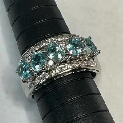 Gems En Vogue Blue Topaz And Diamond Ring