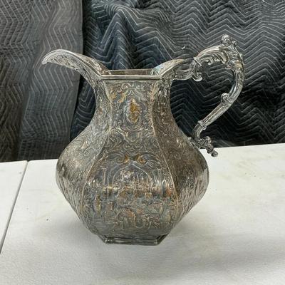 Antique Silverplate Face Motif Pitcher