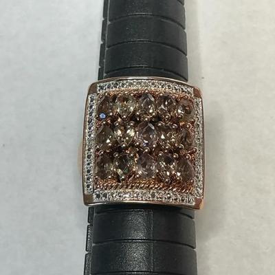 Gems En Vogue Rose Gold Tone Topaz And Diamond Ring
