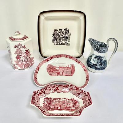 Vintage Ironstone Transferware And Ceramic Colonial Ash Tray 