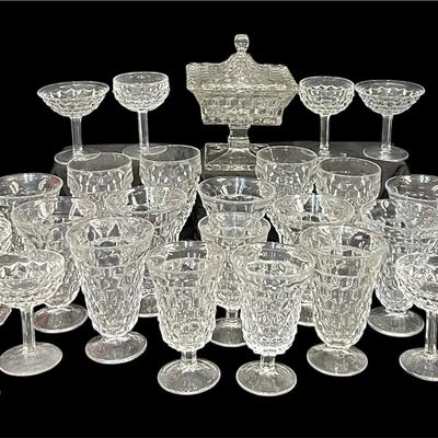 29-pc Set American Fostoria Glassware Collection – w/Covered Wedding Dish, Goblets, & Stems
