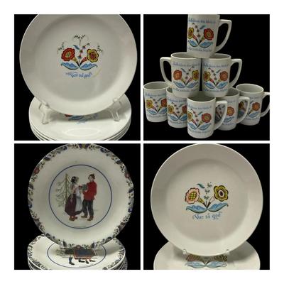 Vintage Swedish Folk Art Dinnerware & Decor Collection – “Varsågod” Motif w/Ekelund Mora Textile