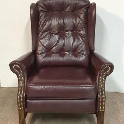 Oxblood Leather Wingback Recliner #2