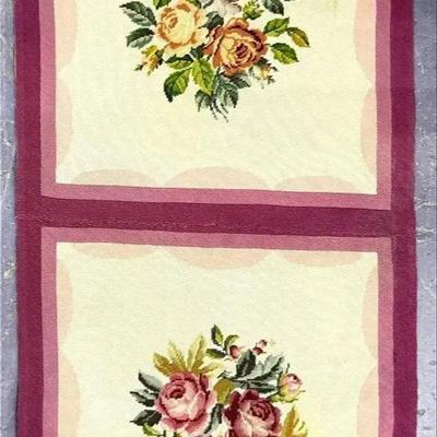 Vintage Floral Needlepoint Runner Rug