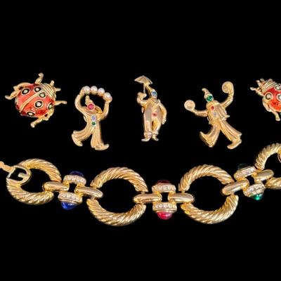 Vintage 80's Gold Tone Chunky Jewelry 