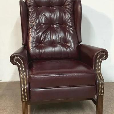 Oxblood Leather Wingback Recliner #1