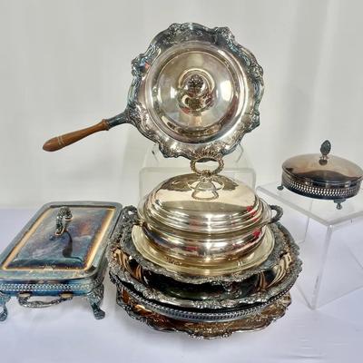 Silver Plated Collection Of Dining Ware By Sheffield, WM Rogers, Gorham & More