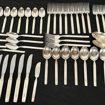 54-pc Set Community Plate “Twilight” Silverplate Flatware, Monogrammed 