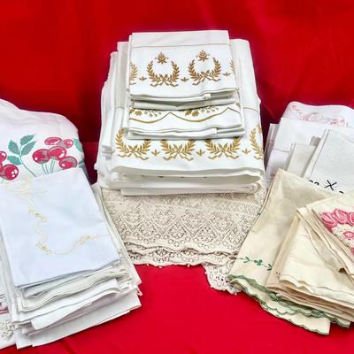 A Collection Of Embroidered Napkins, Bed Sheets & More Feat. Wamsutta Supercale Bed Sheets