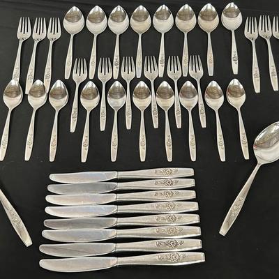 41-pc Set Oneida “Our Rose” Stainless Flatware / Service for 6