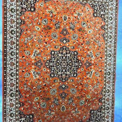 Vintage Pure Wool Persian-Style Area Rug with Fringe