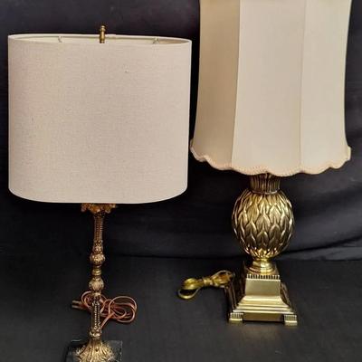 Two Vintage Brass Table Lamps