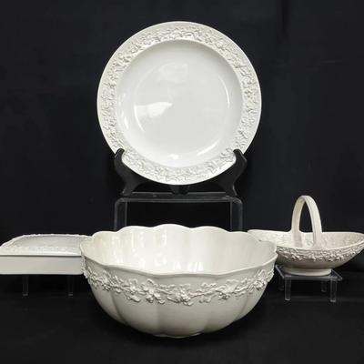 Antique Wedgwood “Embossed Queen’s Ware” Serving Set – Etruria & Barlaston, England (Pattern No. 224