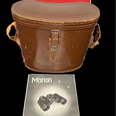 Vintage Manon 7x50 “Shrine” Deluxe Lens Binoculars w/ Leather Case, Box & Manual