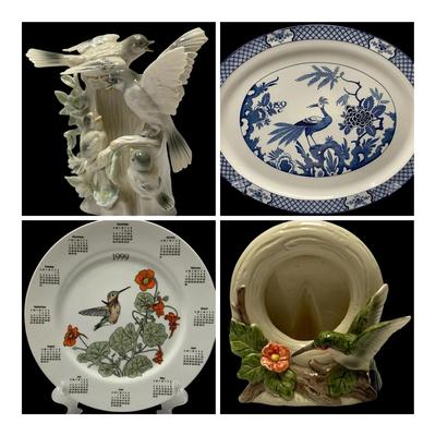 Porcelain Bird-themed Decor / Vintage Arnart Porcelain Bird Family