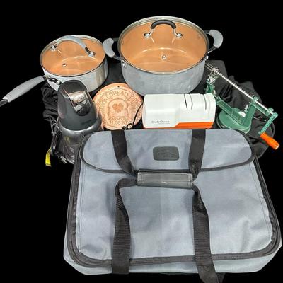 Pots, Pans, Knife Sharpener, Pyrex Portables & More