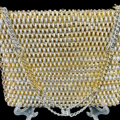 RARE Original Walborg Paco Rabanne 1960s Silver Gold Mesh Chain Mail Link Purse