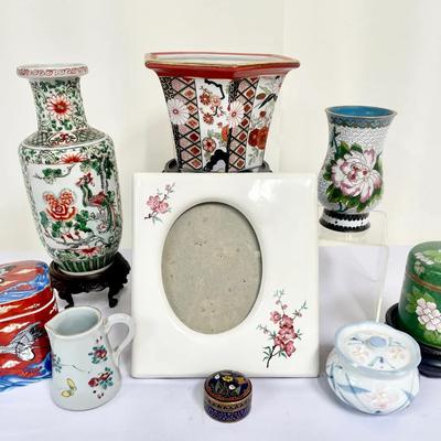Vintage Cloisonné Vases, Pill Boxes And More