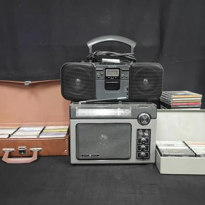 Vintage Music Collection with Radios & Cassette Library