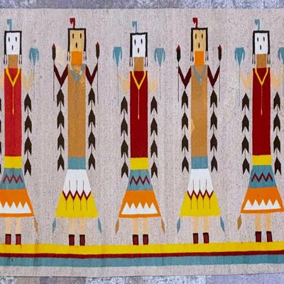 Navajo Yei Wool Weaving, 84" x 53"