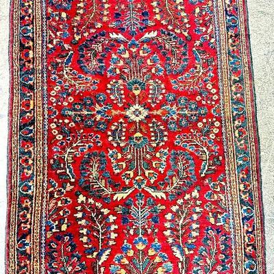 Antique Persian Wool Rug – Hand-Knotted Floral Medallion (Kerman Style)