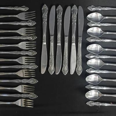 33-pc Set Orleans Stainless “Royal Rose” Flatware