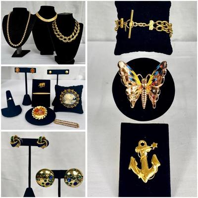 Bone Stud 14k Back Earrings, Monet Cleopatra Necklace,Brooches + More Elegant Costume Jewelry!
