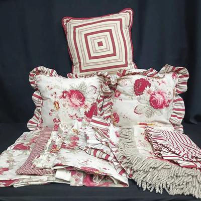 Waverly “Garden Room” Floral & Stripe Bedding and Décor Ensemble