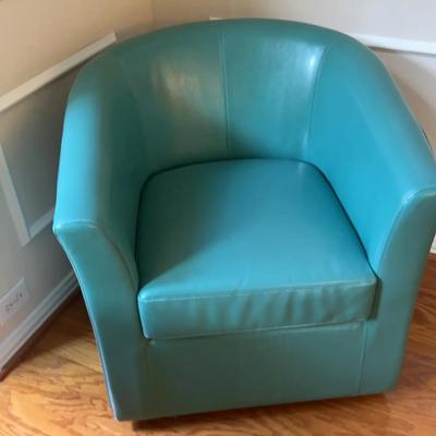 Turqoise Blue Leather Chair
