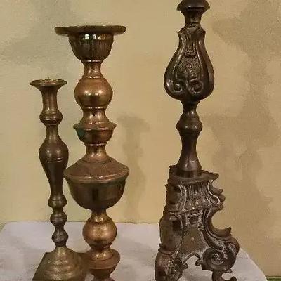 3 Brass Candle Holders 