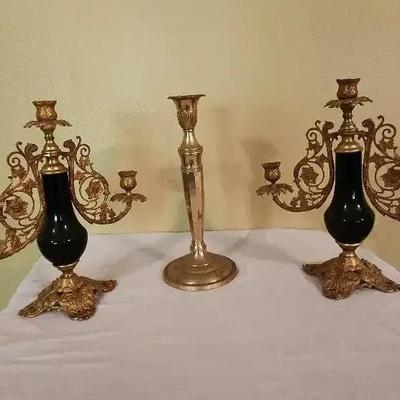Trio Antique Candle Holders 