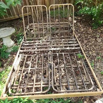 Vintage Metal Outdoor Double Seat Lawn Chair 