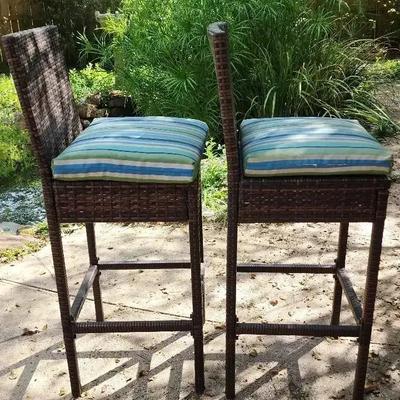 Wicker Patio Bar Stools 
