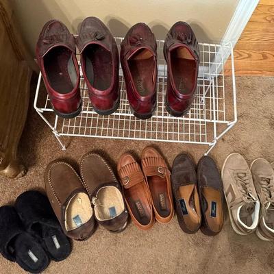 A Variety Of Nice Men’s Shoes, Size 10 - 101/2 W, With Shoe Rack