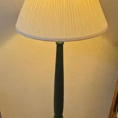 Wooden Teal Painted Floor Lamp 