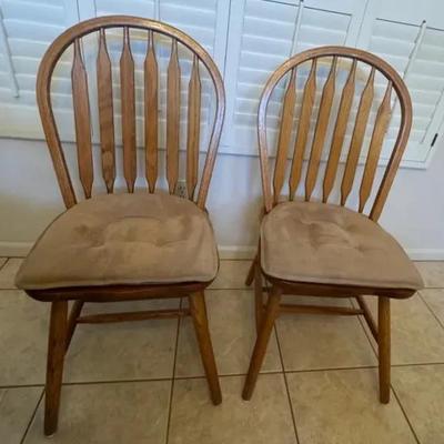 Two Oak Spindle Style Chairs 