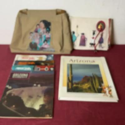 Arizona Vintage Highways Book and Magazines and Native American Canvas Bags
