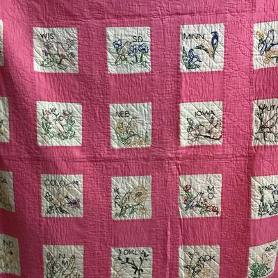 Vintage State Bird Handmade Quilt