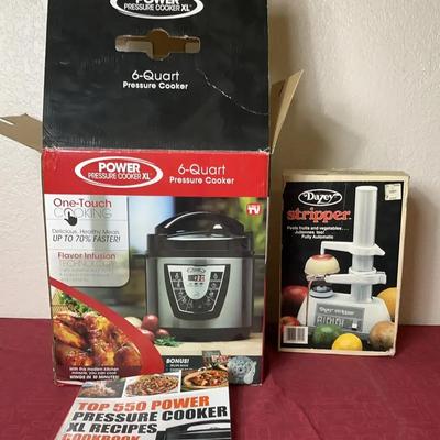 Power Pressure Cooker 6 Quart (NIB), Dazey Vegetable/Fruit Stripper
